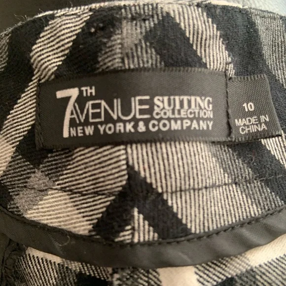 NY&C 7th Ave Collection Women’s Black & White Plaid Pants, Straight Leg, size 10 - Picture 5 of 9